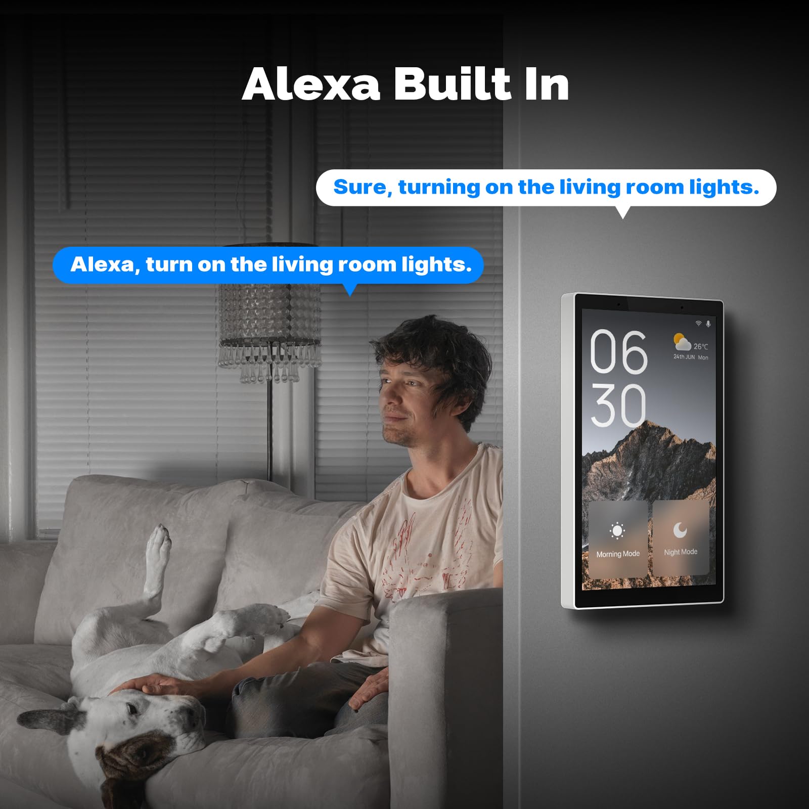 MOES Smart Home Touchscreen Control(1-Switch Panel), In-wall Smart Panel with Alexa Built-in, Compatible with Smart Life devices, Manage and Control Home Devices and Scenes with Touch and Voice