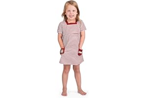 Little King NCAA Toddler Girls Short Sleeve Striped Dress with Pockets-100% Cotton-Sizes 2T, 3T and 4T