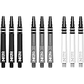 RED DRAGON Nitrotech Medium Dart Shafts - Flight Locking System for Secure Setup &amp; Compact Control - Transparent Polymer, 42mm, 9 shafts Shafts (3 Sets), Black, Gray, White