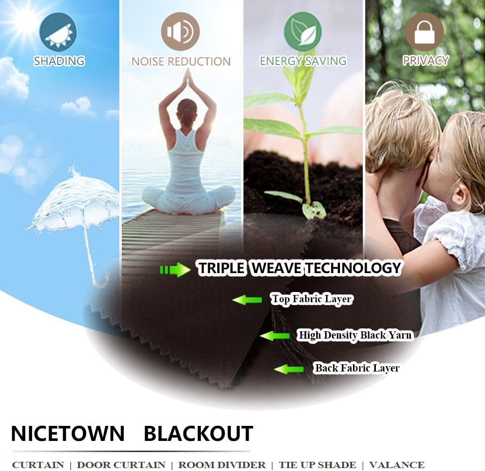 NICETOWN Outdoor Curtain Grommet Top and Bottom, Thermal Insulated Keeps The Rain Out Versatile Vertical Drape, Blackout Heavy Weight Wind Break Outdoor Drapery (52 by 108 inches,1 Piece, Tan-Khaki)