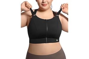 VFUS Zip Front Adjustable High Impact Sports Bras for Women Premium Quality Full Coverage Workout Running Removable Pads