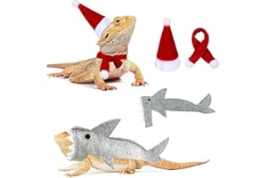 Reptile Santa Hat Scarf Shark Outfit Set, Lizard Clothes Pet Bearded Dragon Shark Costume
