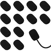 12Pcs High-Density Headset Microphone Covers Foam Windscreen, Windscreen Soft Lapel Mic Covers Pop Filter Replacement Windshield for Clear Audio