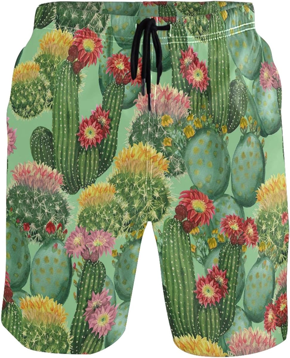Kaariok Vinatge Cactus Flower Cacti Tropical Men's Swim