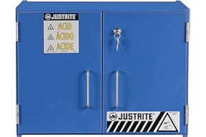 Justrite 24120 6-2 1/2 Liter Bottles, 18 3/8" x 24" x 15 7/8", Two Sliding Doors Corrosive Storage Non-Metallic Cabinets