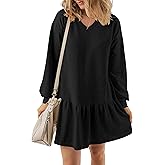 KISSMODA Womens Sweatshirt Dress Fall Long Sleeve Pullover Tops Patchwork Casual Mini Dresses