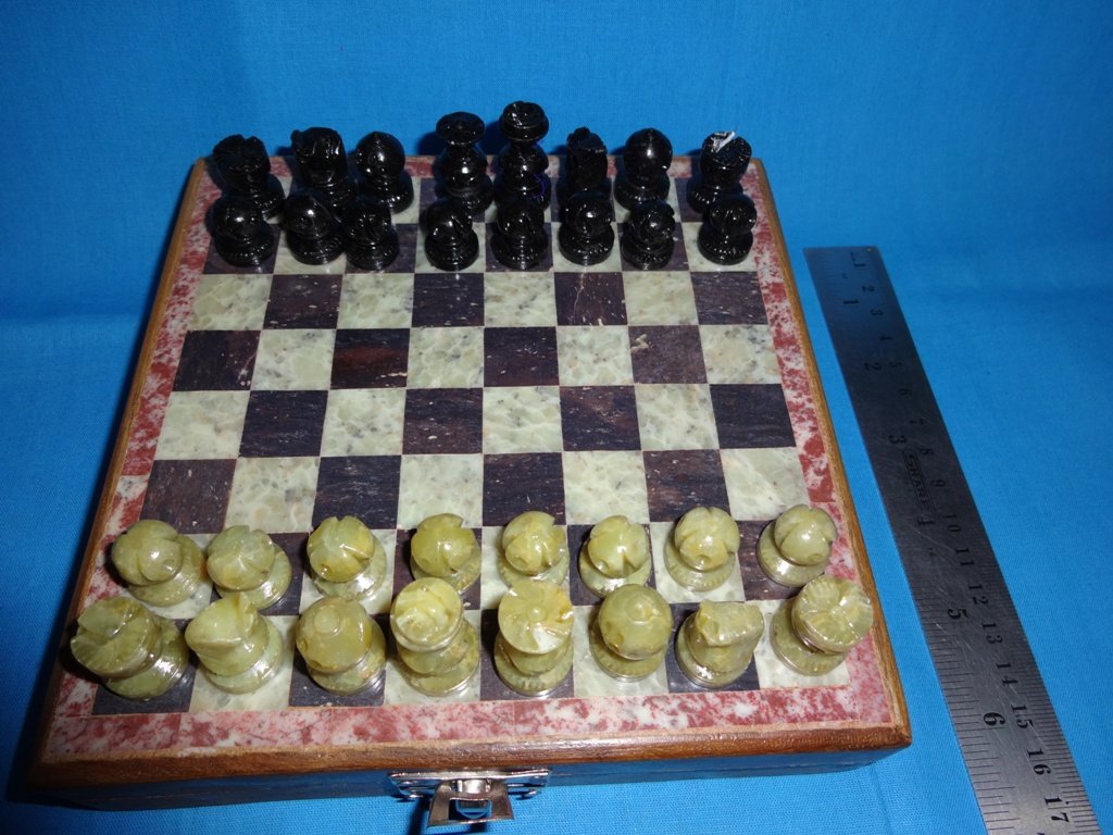 6x6 Inch Marble Chess Set Hand Carved Gorara Stone Pieces