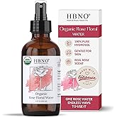 HBNO California Bottled Organic Rose Water for Face 4 fl oz (120ml) - USDA Certified Organic Rose Water Spray for Cleansing- Pure Rosewater for Hair - Rosewater Face Mist