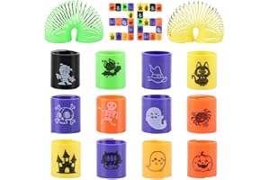 LOMIMOS 36pcs Halloween Coil Spring Toys,Assorted Halloween Theme Pattern Toys Ghost Bat Pumpkin for Children Classroom Excha