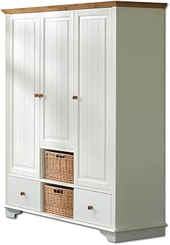 SAM Kleiderschrank Jessica 3-türig weiß lackiert Kiefernholz massiv