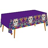 Day of the Dead Party Disposable Tablecloth Plastic Sugar Skull Table Cover for Dia De Los Muertos Party Decoration 54 X 108 inch 3 Pack for Day of the Dead Party