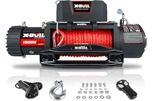 X-BULL Winch 10000 lb. Load Capacity Electric Winch Kit 12V Synthetic Rope,Waterproof Electric Winch with Hawse Fairlead, with Wireless Handheld Remote and Corded Control Recovery