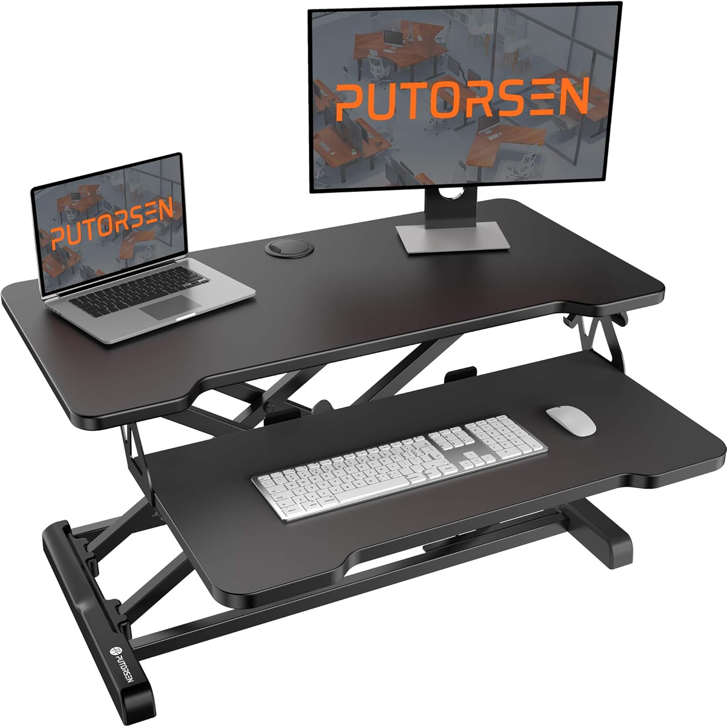 Standing Desk Converter with Height Adjustable PUTORSEN 32 inch Stand