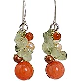 NOVICA Artisan Handmade Citrine .925 Sterling Silver Plated Earrings