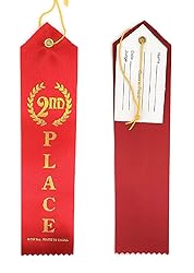 2nd Place (Red) Award Ribbon with Card & String