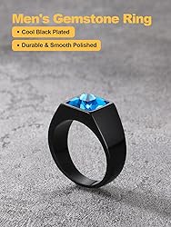 U7 Men Statement Wedding Band with Blue Topaz