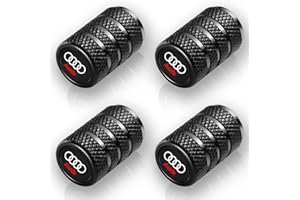 moonglade Tire Valve Stem Cap Cover fit for Audi A1 A3 RS3 A4 A5 A6 A7 RS7 A8 Q3 Q5 Q7 R8 Belt O-Ring Seal Corrosion Resistant tire Valve caps 4 Pc Black