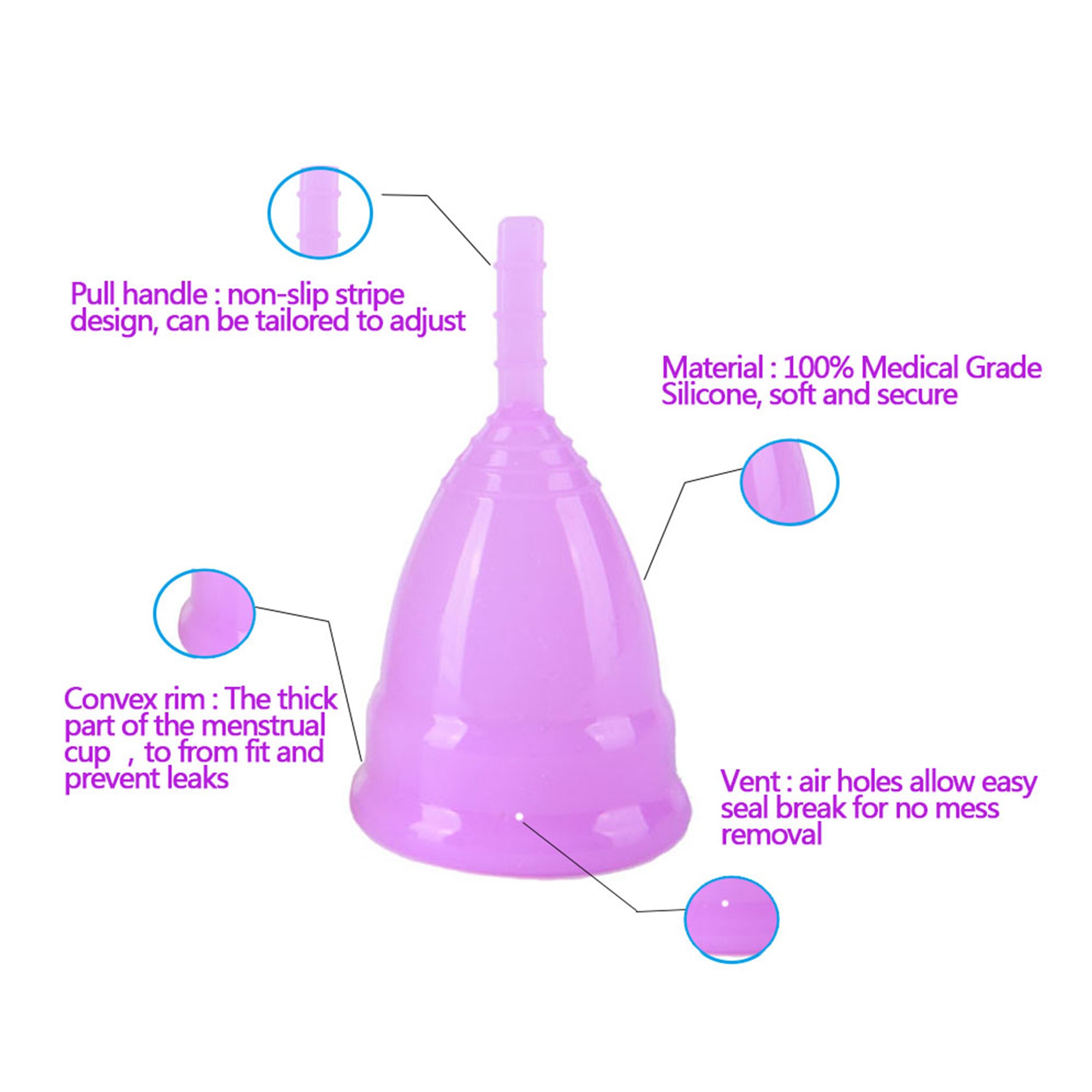 ViiNA YB Menstruationstasse - Menstruationskappe - Stoffbeutel & steril Paket - geruchlos - medizinisches Silikon