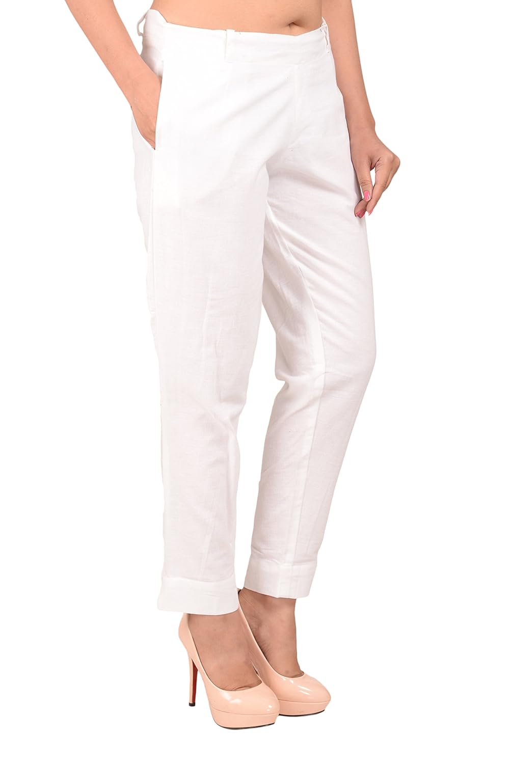 n d creation women's cotton straight trouser