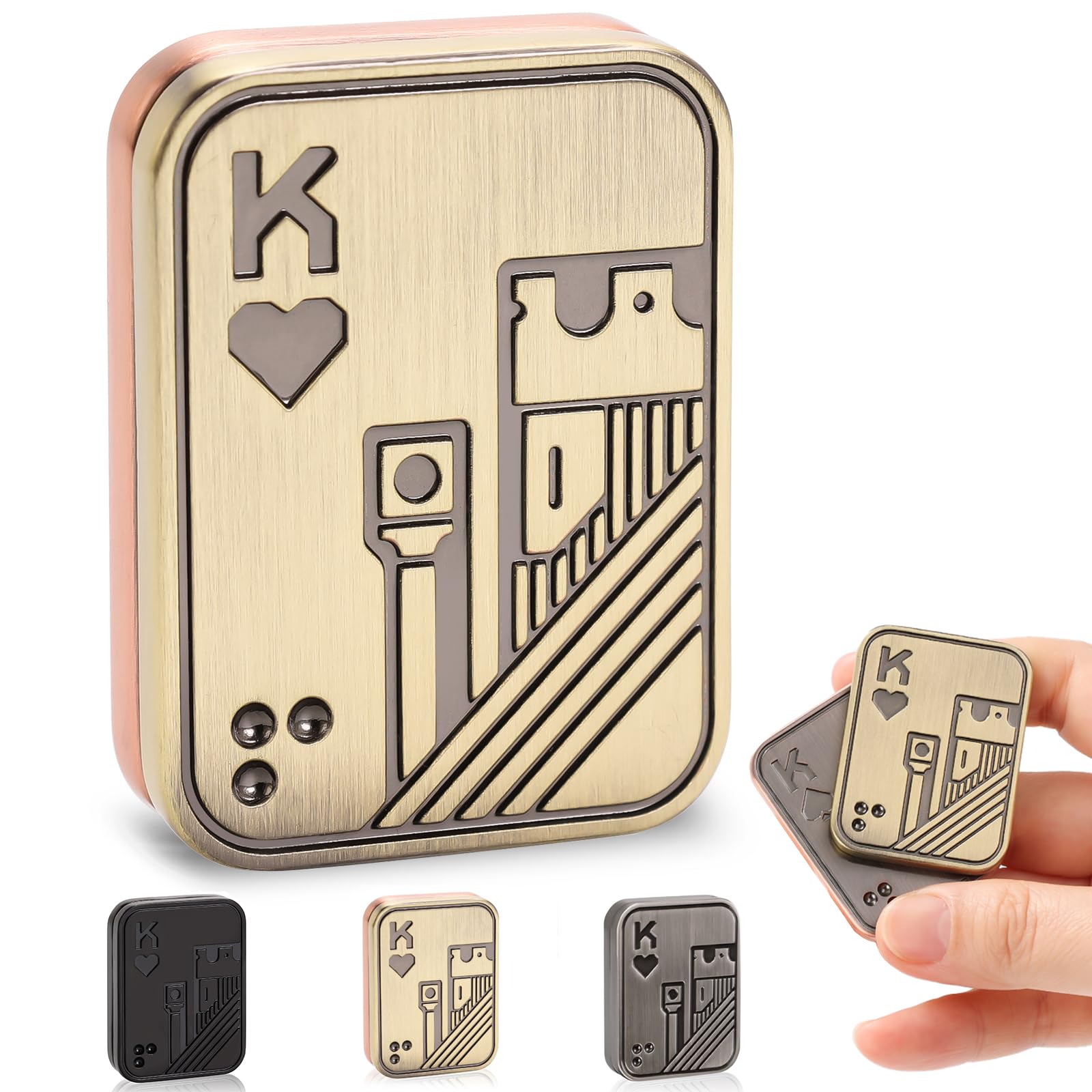 Sunny Power Metal Poker Fidget Toys Adults, Novelty Gag Metal Poker Push Card EDC Fidget Slider, Portable Stress Relief Toy, Magnetic Slider Anxiety Reducer Hand Spinners Gift for Men and Women β image 1