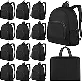Reginary 24 Pcs Backpack 17" Backpacks Foldable Lightweight Bookbags Student Outdoor Travel School Book Bag with Storage Bag (Black)