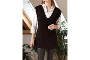 Womens Sleeveless V Neck Solid Sweater Vest Lightweight Loose Fit Casual Cozy Vests
