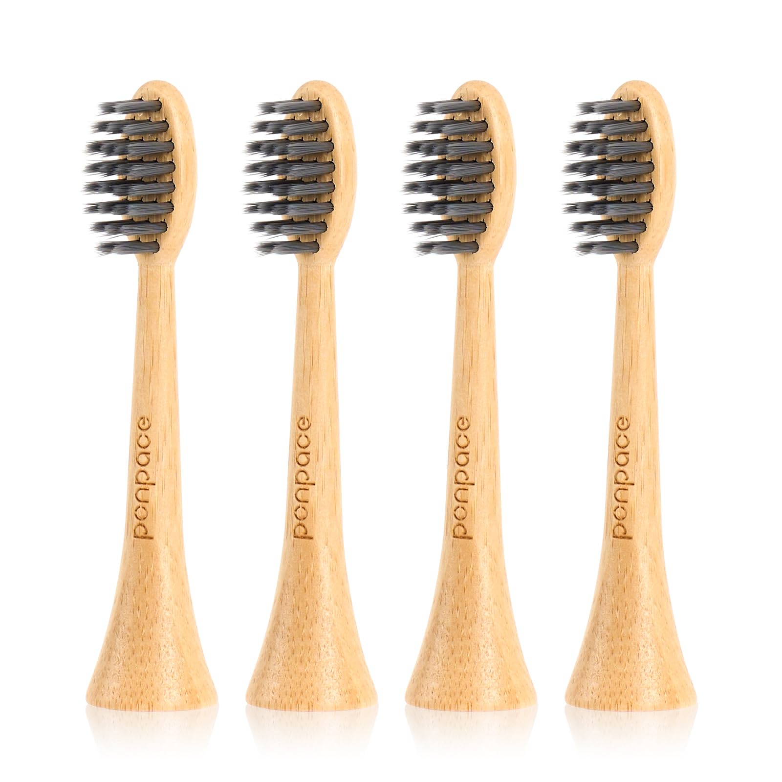 Photo 1 of PONPACE Bamboo Toothbrush Heads Compatible with Philips Sonicare, Soft Charcoal Infused Bristles, Whitening & Deep Cleaning