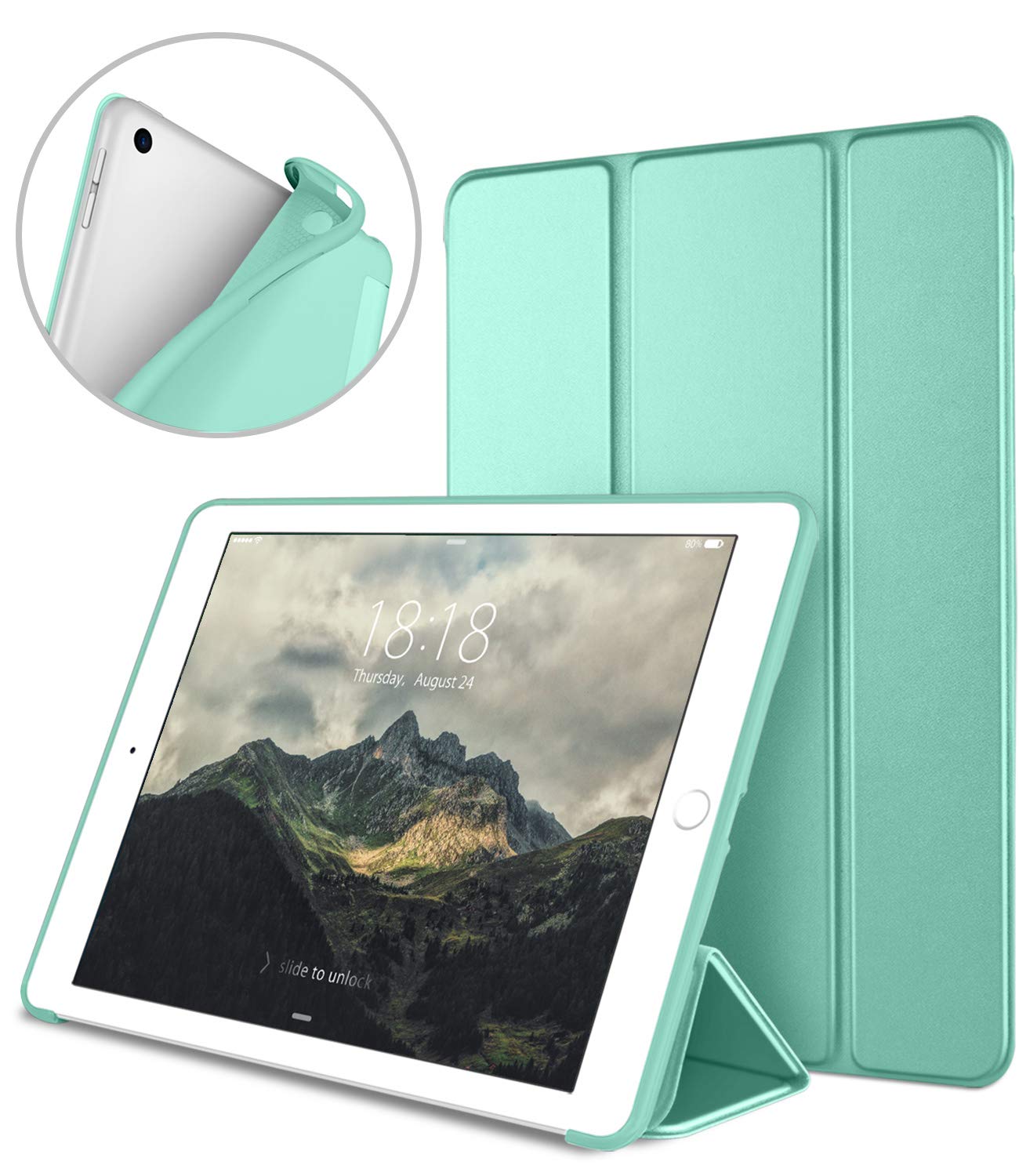 DTTO New iPad Case 9.7 Inch 2018/2017, Smart Case with Soft TPU Back