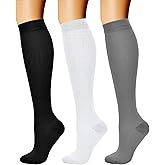 CHARMKING Compression Socks for Women & Men Circulation (3 Pairs) 15-20 mmHg is Best Support for Athletic Running Cycling