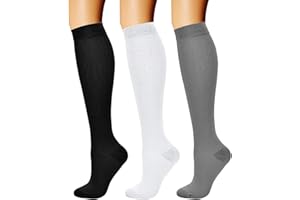 CHARMKING Compression Socks for Women & Men Circulation (3 Pairs) 15-20 mmHg is Best Support for Athletic Running Cycling