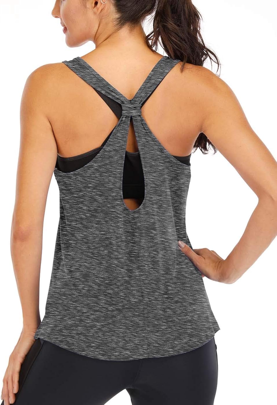 Fihapyli Womens Workout Tops Fitness Sports Racerback Tank Tops Backless Yoga Tops Open Back Running Tops Muscle Tank Tops: Clothing