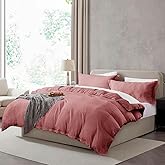 Hearth & Harbor Queen Duvet Cover Set - Queen Soft Prewashed Pink Clay Duvet Cover, 3 Piece Set with Zipper Closure, 1 Duvet Cover 90x90 inches and 2 Pillow Shams