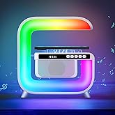 Table Lamp with Hi-Fi Bluetooth Speaker, Bedside LED Lamp with Up to 15W Qi Wireless Charger, Color Changing Mood Lamp with Alarm Clock, Desk Lamp for Bedroom, Nightstand, Home Decor, Gift - g3