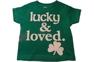 Custom Kingdom Baby Boys/Girls Lucky and Loved Irish Shamrock T-Shirt Green