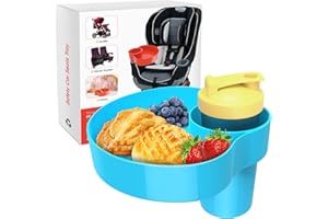 OMYPOTT Kids Car Seat Snack Tray, Travel Tray with Cup Holder, Toddlers Road Trip Essential, Blue