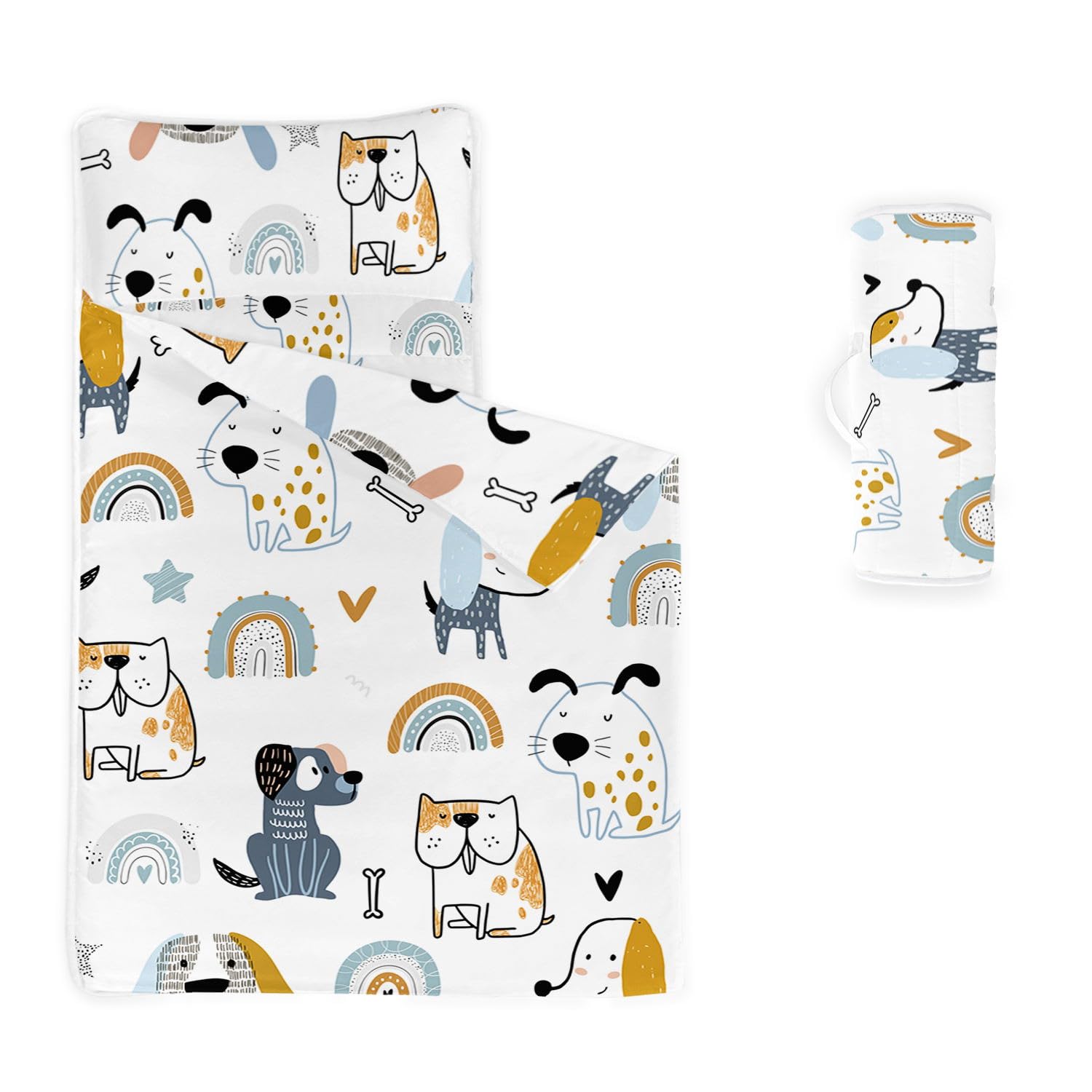 HOSIMA Nap Mat -Cartoon Cute Dogs Sleeping Bag with Removable Pillow - Daycare and Sleepovers Preschool Kindergarten Bedding Set for Kids Toddler Boys Girls(Cute Dogs Large)