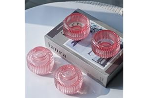 Woho Pink Candlestick Holders for Taper Candles Set of 4, Glass Taper Candle Holders Bulk for Birthday Party, Tea Lights Candle Holder for Wedding Festival