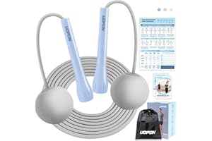 UOPON Jump Rope for Fitness, Lightweight PVC Skipping Rope for Men Women Adults Exercise with ABS Handles & Training Poster, Adjustable Tangle-Free Workout Speed Jump Rope for Home, Gym and Outdoor