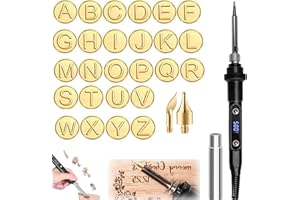 TASUNTE 26 Letters Copper Mold DIY Wood Burning Carving Set, Wood Burning Kit with Letter Stamps, DIY Wood Burning Letters Leather Burning Kit, Wood Burning Letters, DIY Embossing Carving Wood Burning Kit