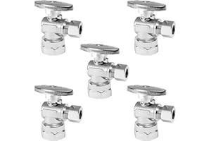 5-PCs HeSun Angle Stop Valve, 1/2" FIP X 3/8" OD Compression, 1/4 Turn Shut Off Valve, Chrome Plated Brass(VALVE054-5)