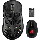 ATTACK SHARK RS6 Ultra PAW3955MAX Sensor 52000 DPI 8K Wireless Gaming Mouse | Nordic 54L15 MCU Ergonomic Lightweight Hollowed-Out Carbon Fiber 63g,Hot-Swap Battery Wired/BT/2.4GHz Mice for PC Mac-Black
