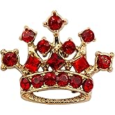 Knighthood Golden Crown with Red Stone Detailing Lapel Pin Brooch Shirt Stud for Men Crystal Brooch