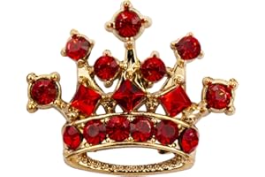 A N KINGPIIN AN KINGPiiN Lapel Pin for Men Royal Crown Crystal Badge Brooch Suit Stud, Shirt Studs Men's Accessories (Gold-Red)