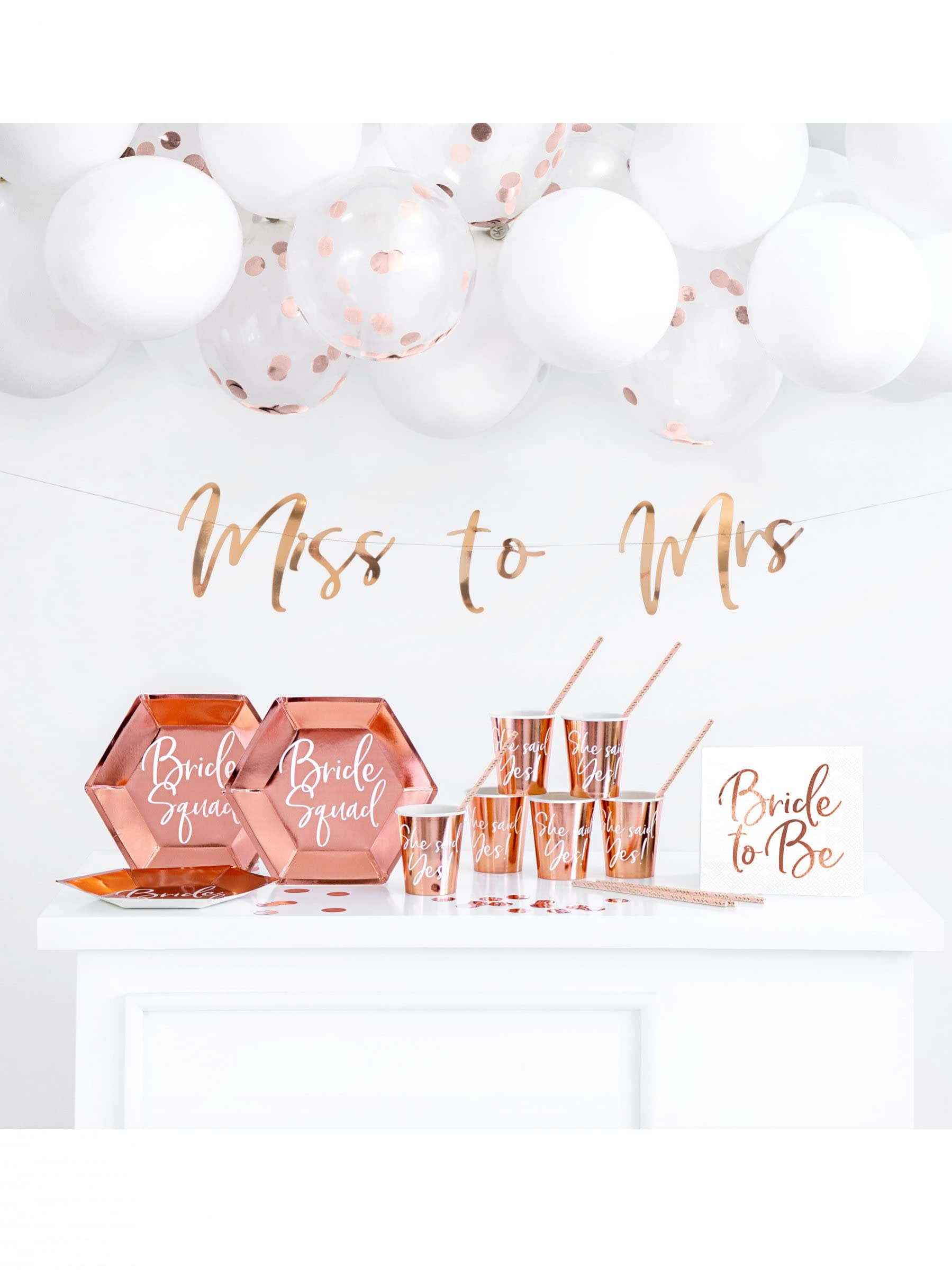 PartyDeco Party Decoration Set Bachelorette Party Rose Gold 44 Pieces for Women Decoration