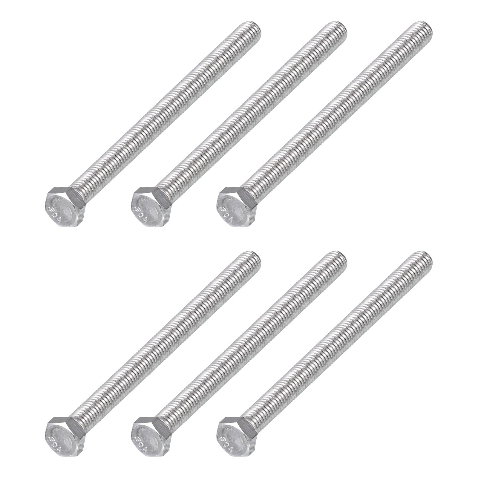 METALLIXITY Hex Head Bolts (3/8-16 x 5-1/2") 6Pcs, 304 Stainless Steel 18-8, Fully Threaded, External Hex Drive, Plain Finish, Hex Head Screw Bolt, Silver โ image 1