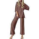 Ekouaer Lounge Sets for Women Short Sleeve Tops and Long Pants Soft Comfy Pajamas Set 2 Piece Outfits