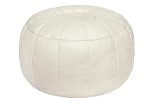 Thgonwid Handmade Pouf Cover, Ottoman, Bean Bag Chair, Foot Stool, Foot Rest, Round Storage Solution for Living Room, Bedroom or Wedding (Beige New) (No Filler)