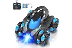 Eulogia RC Stunt Car for Boys 5-12, High Speed 360° Rotating, Drift 4WD Remote Control Car with Headlights, 2.4GHz Electric Rechargeable Race Stunt Toy Car for Boys Girls Birthday (Blue)