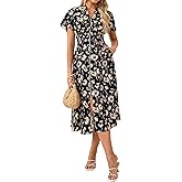 GRACE KARIN Womens Summer Maxi Floral Dress Casual 2026 Long Zipper Dresses Boho Flowy Beach Vacation Sundress with Pockets