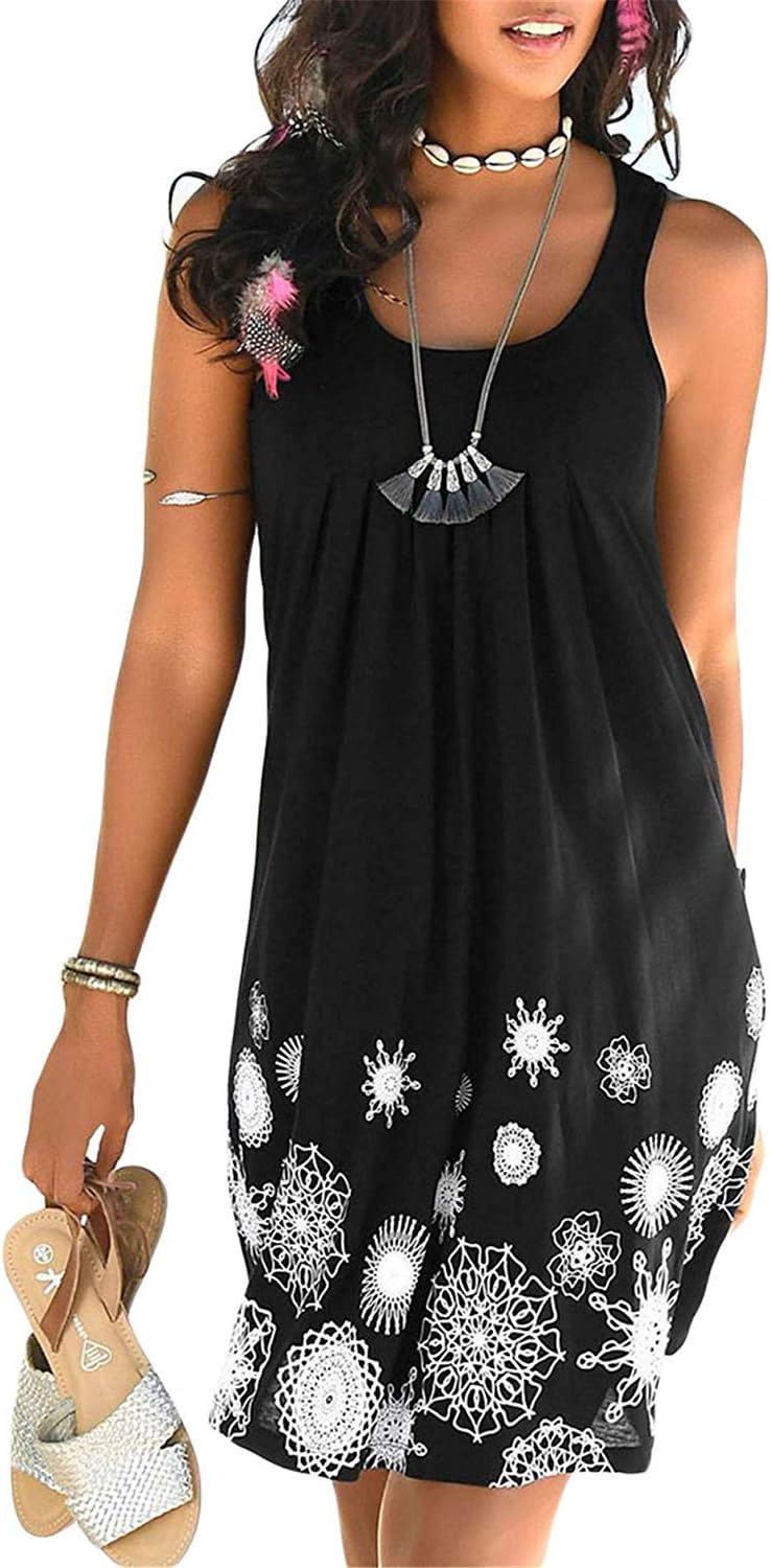 Women's Sleeveless Dresses Beach Summer Tank Vest Dress